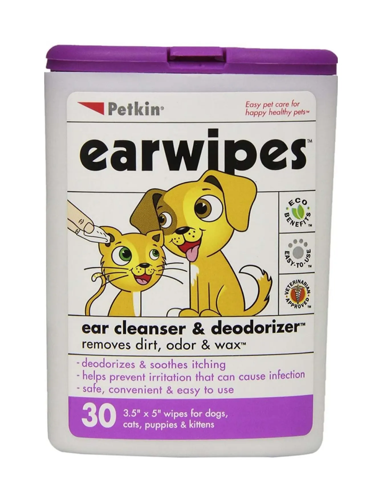 10% OFF: Petkin Ear Wipes For Cats & Dogs 30ct