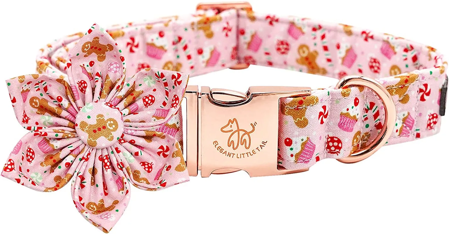 Adjustable Christmas Dog Collar with Flower