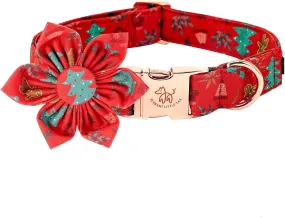 Adjustable Christmas Dog Collar with Flower