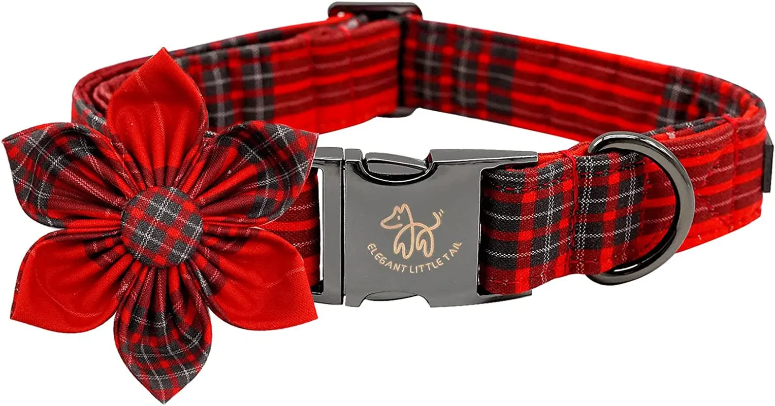 Adjustable Christmas Dog Collar with Flower