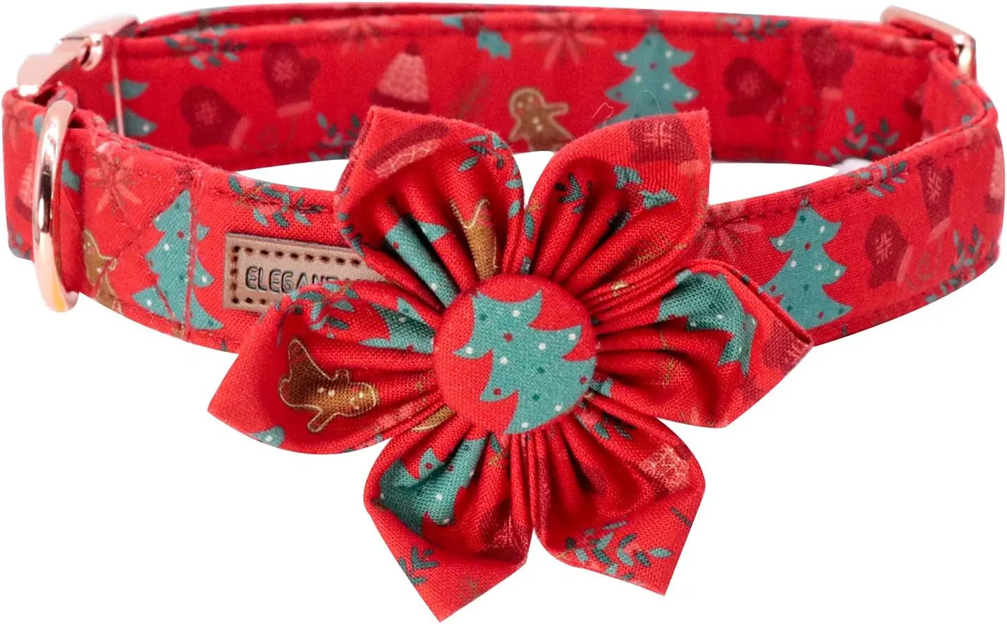 Adjustable Christmas Dog Collar with Flower