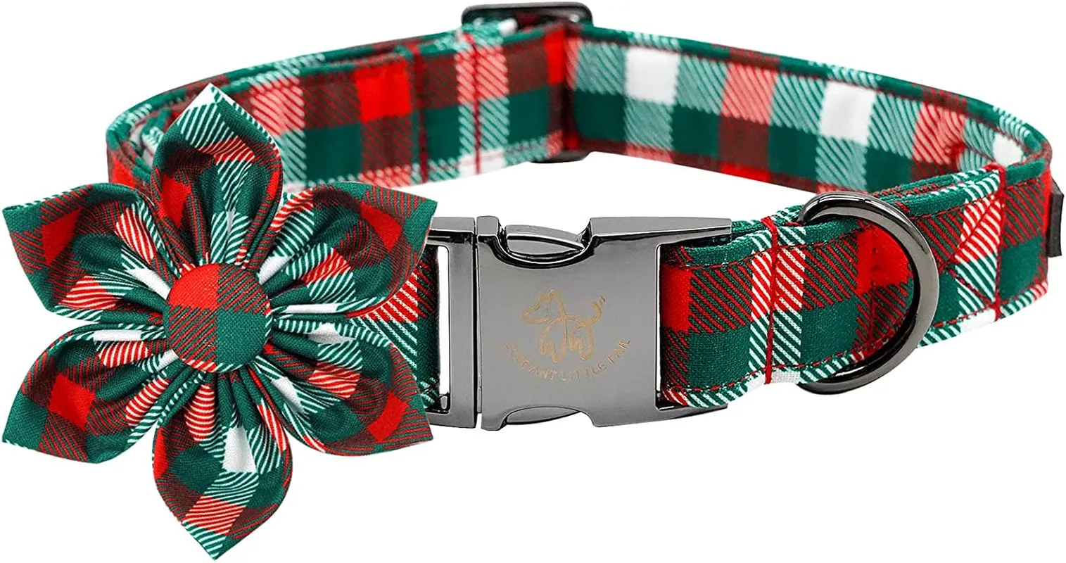 Adjustable Christmas Dog Collar with Flower