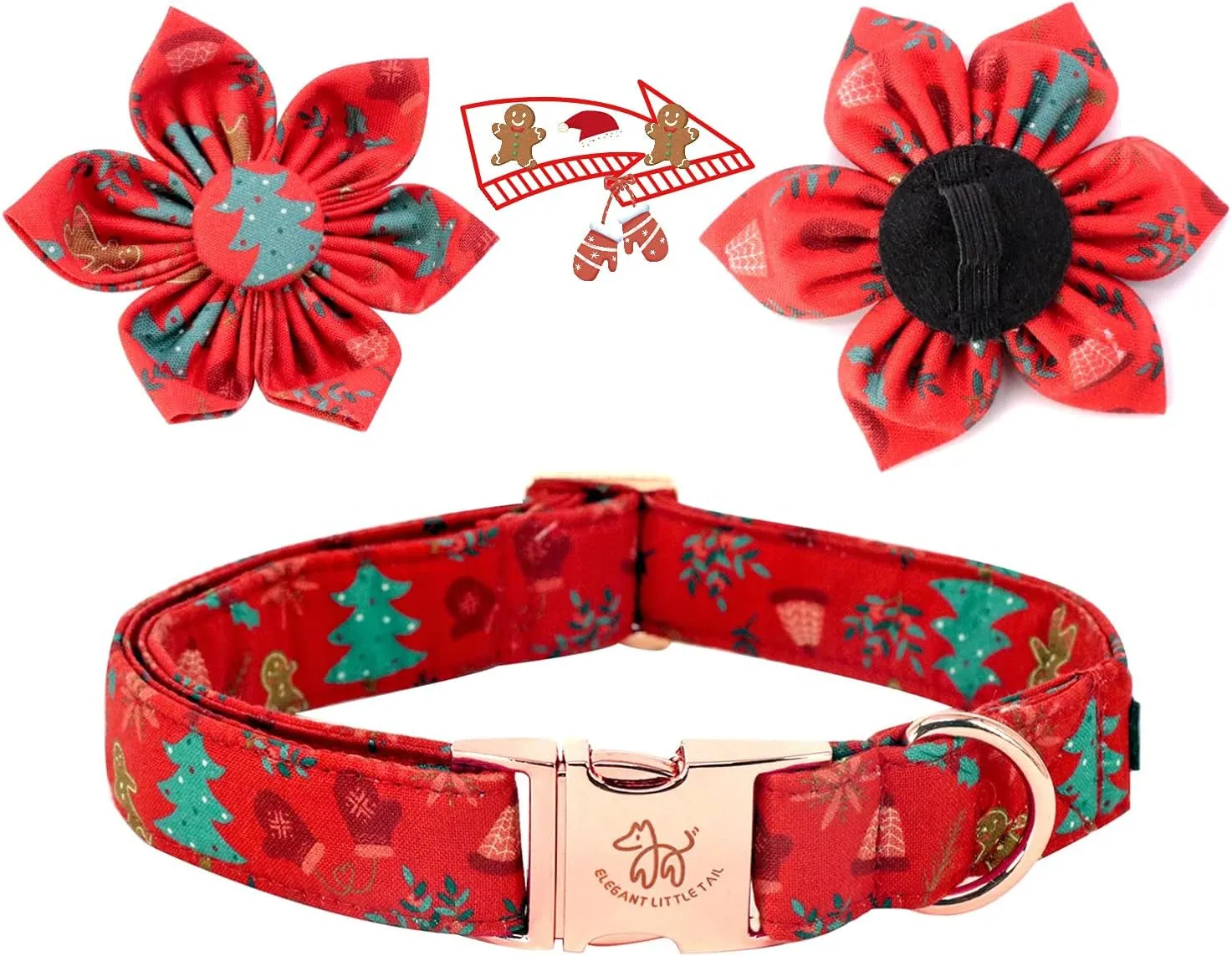 Adjustable Christmas Dog Collar with Flower