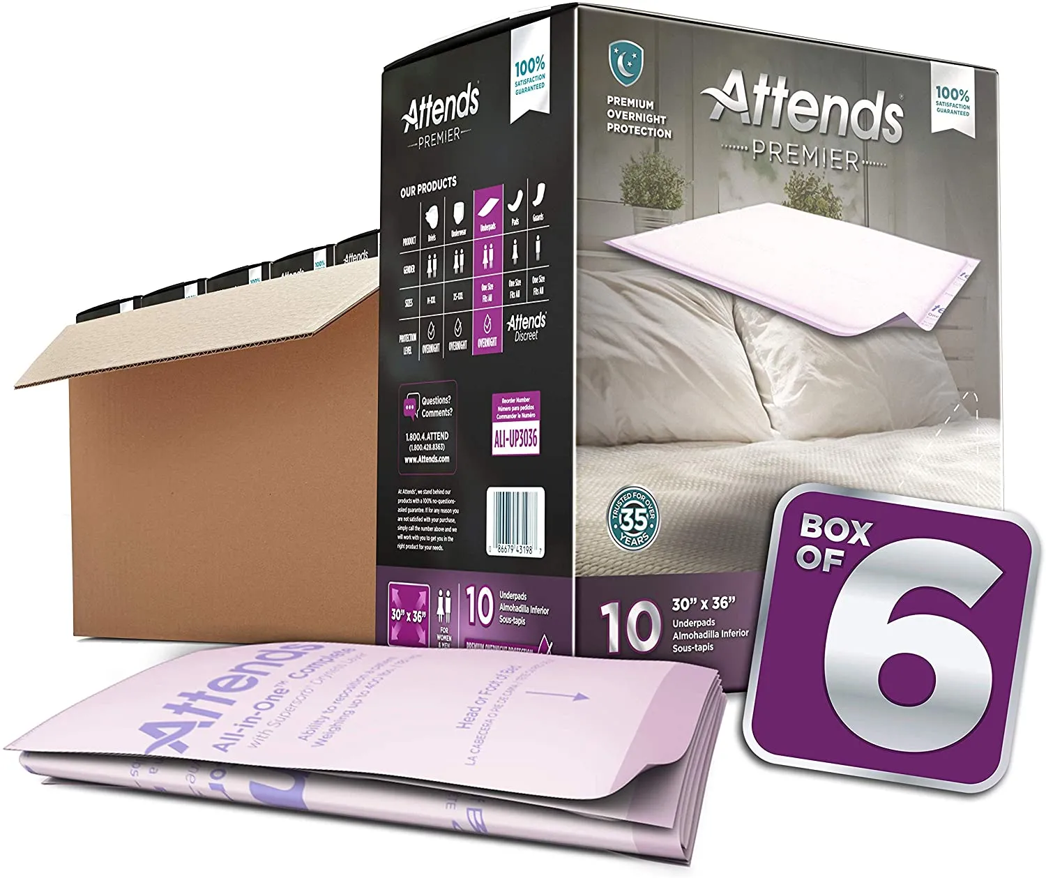 Attends Premier Underpad, 30 x 36 Inch, Case of 60