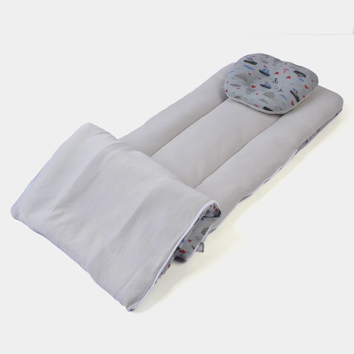 Baby Carry Nest Printed With Head Pillow | Gray
