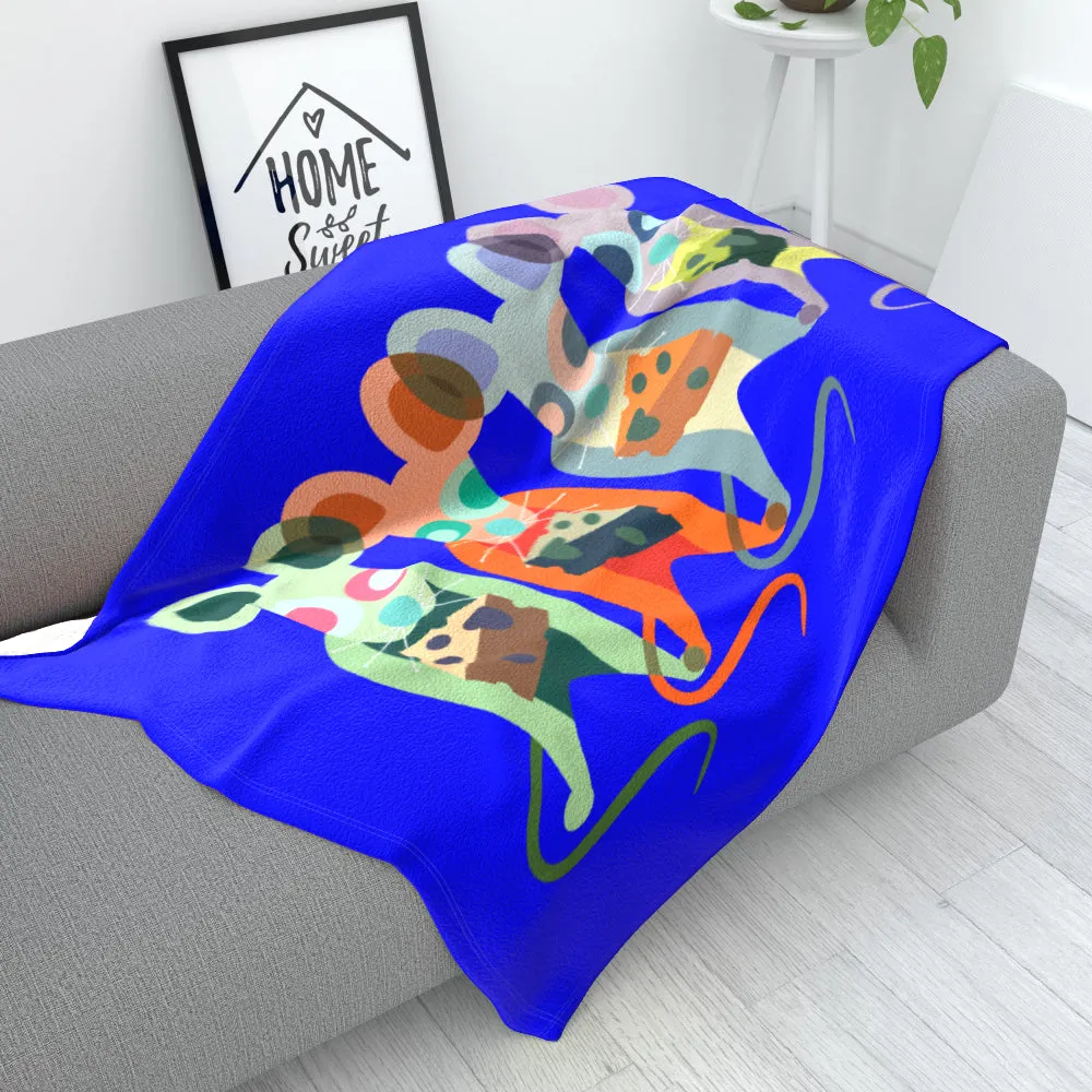 Blanket Throws - Mice on Blue