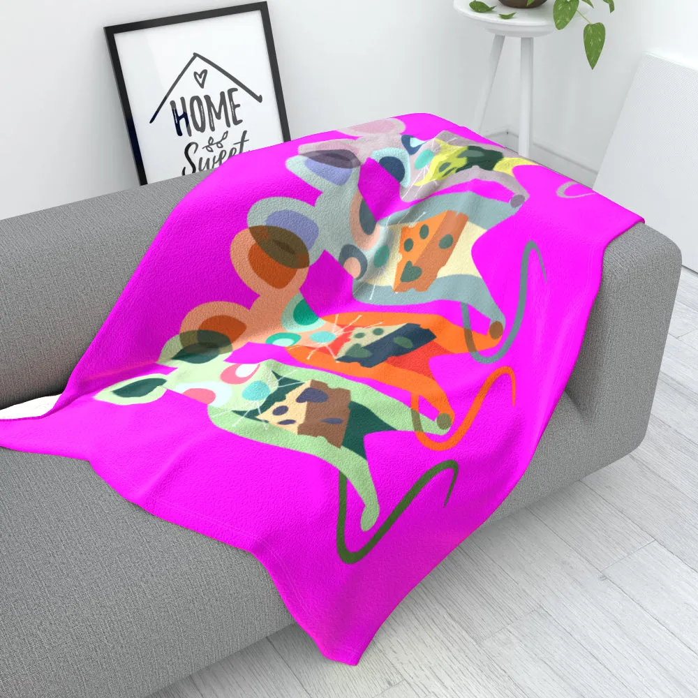 Blanket Throws - Mice on Pink