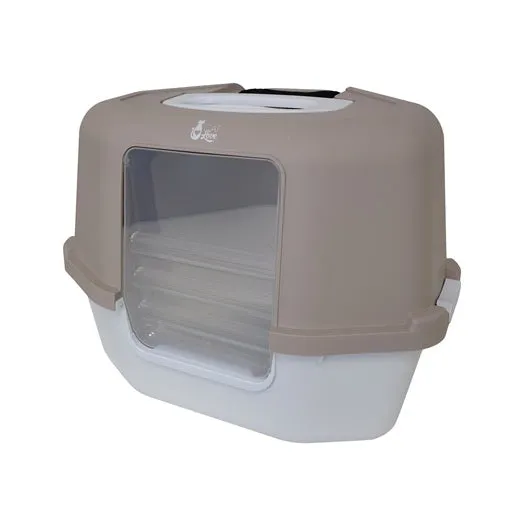 Cat Love Space Saver Corner Hooded Cat Pan In Grey