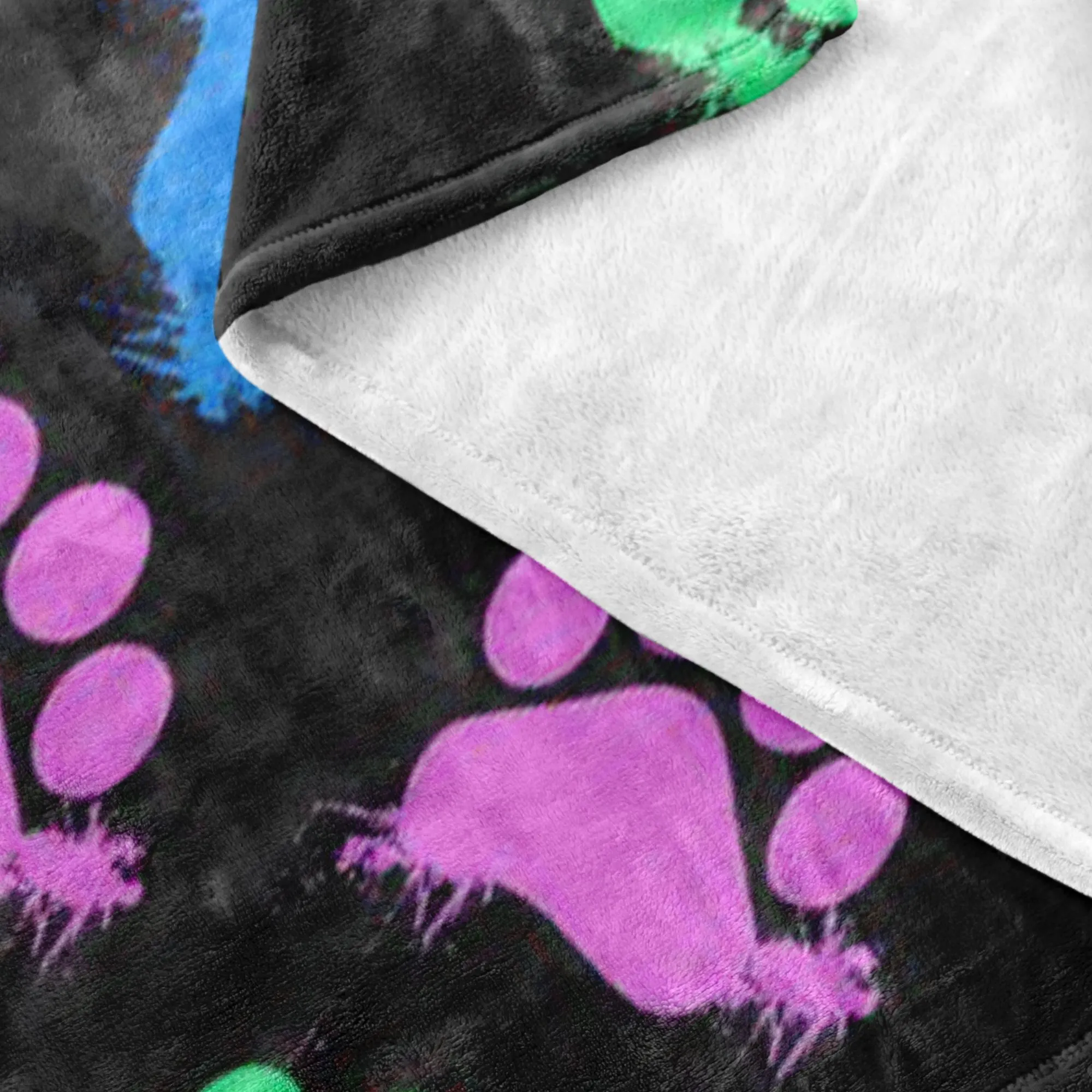 Colorful Paws Black Fleece Blanket