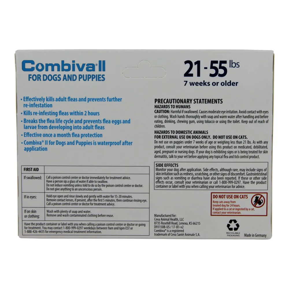 Combiva II for Dogs & Puppies, 21-55 lbs, 3 ct