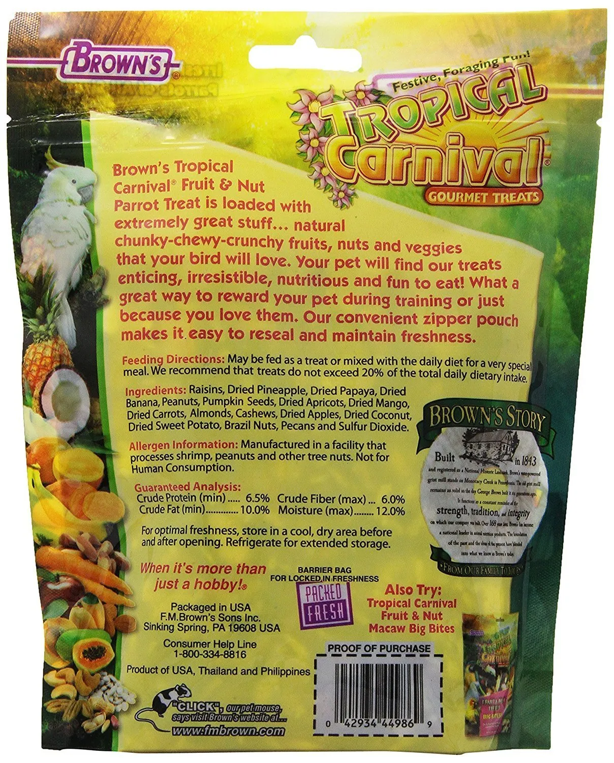 F.M. Brown's Tropical Carnival Fruit/Nut Parrot Treat 12 oz