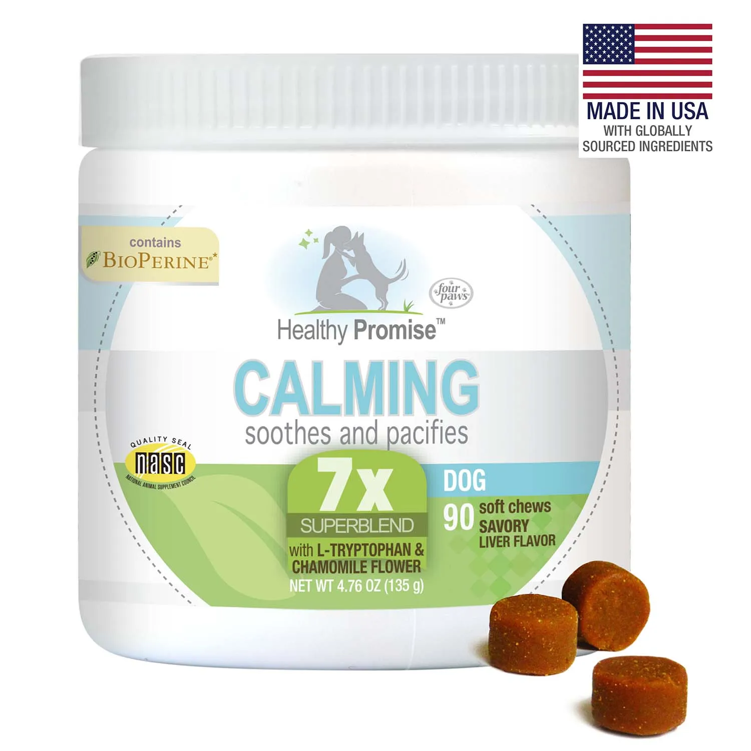 Healthy Promise Calming Chews for Dogs, Savory Liver, 90 ct