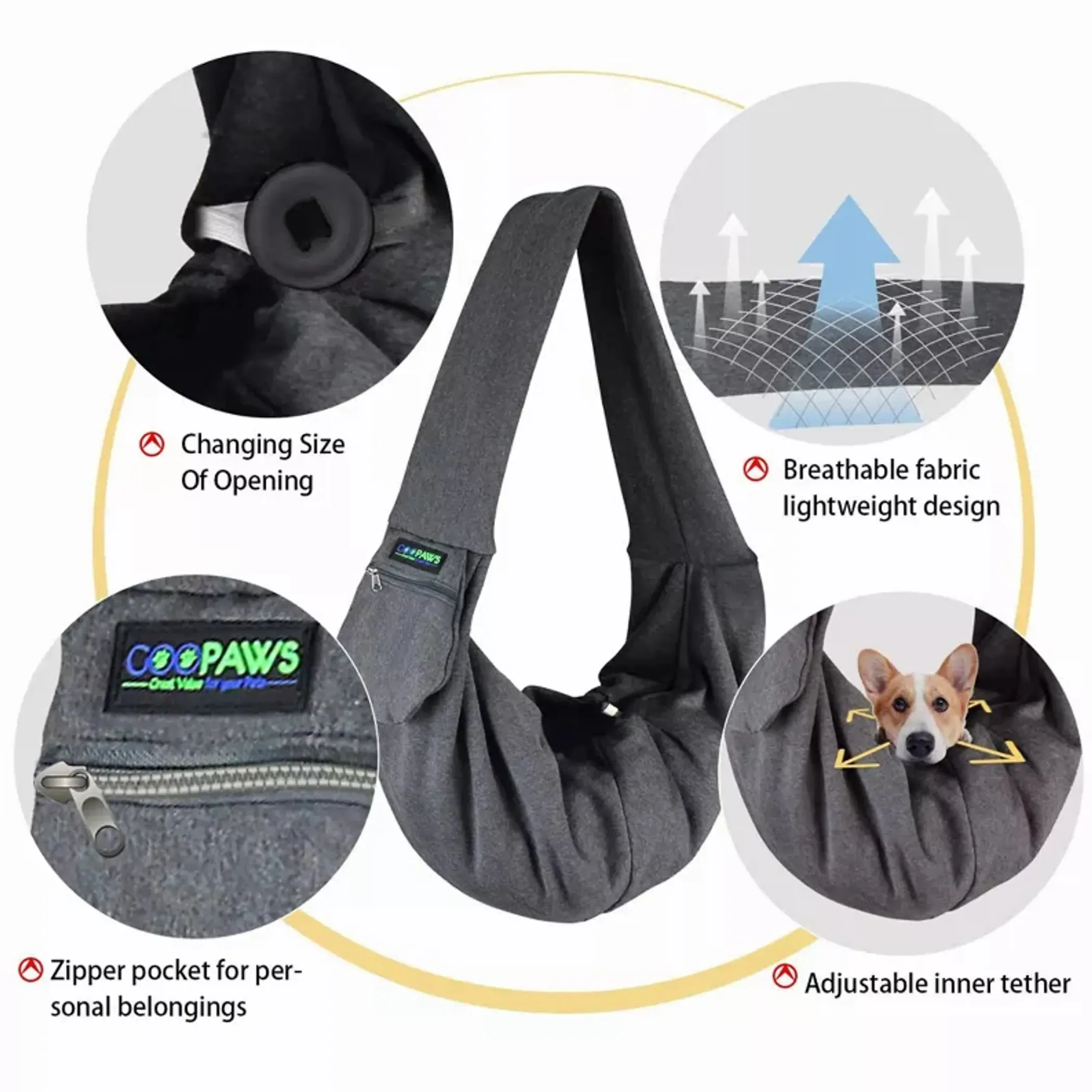 JESPET Comfy Pet Sling for Small Dog or Cat