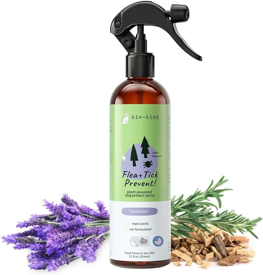 kin kind Flea   Tick Prevent Lavender Spray for Dogs (12 oz)