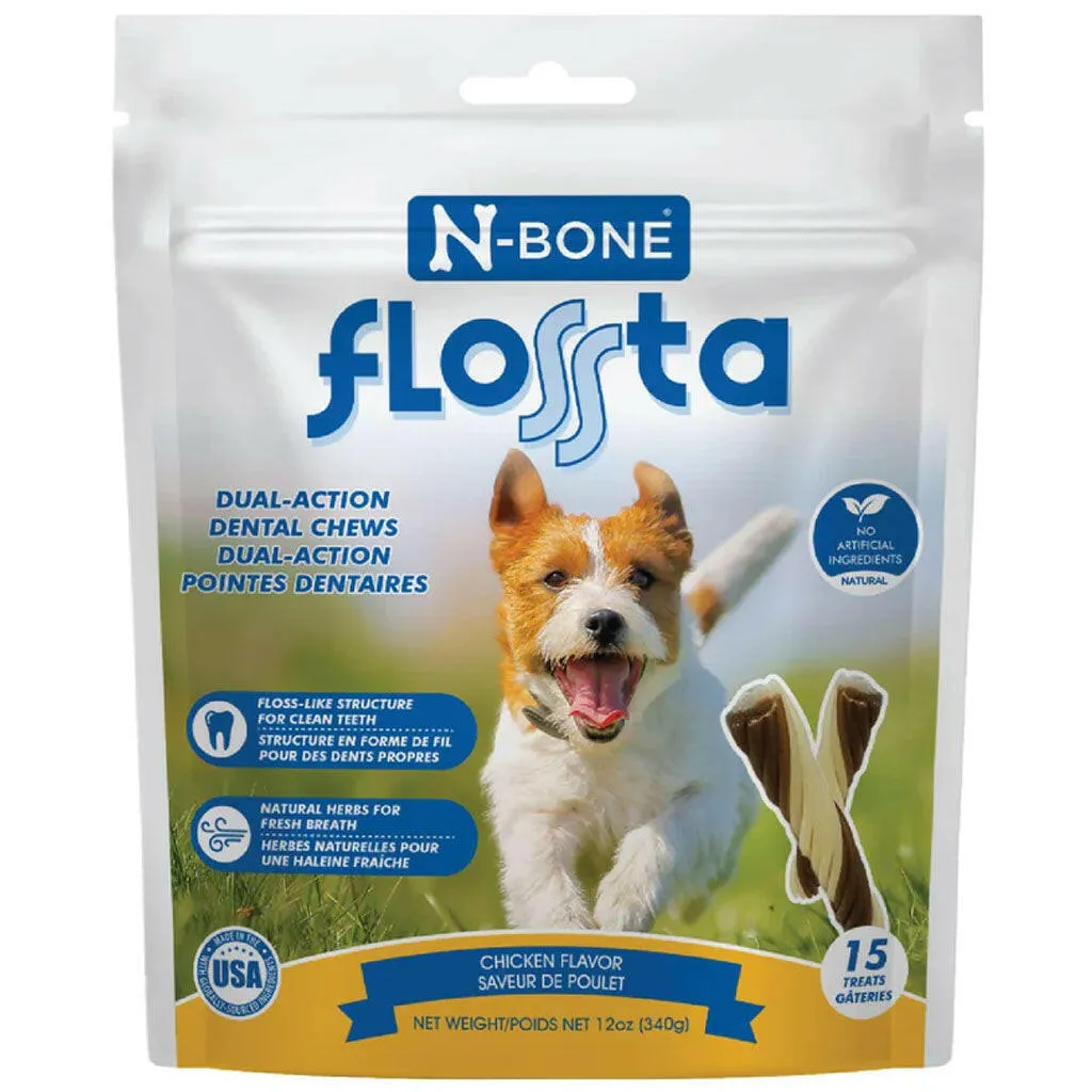 N-Bone FLOSSta Dual Action Chicken Flavor Dental Dog Chews