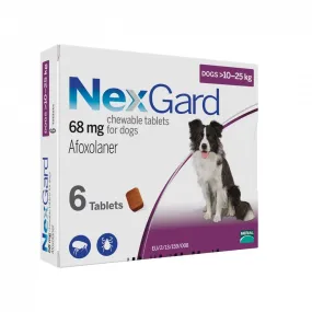 NexGard Chews For Dogs 10-25kg 6ct