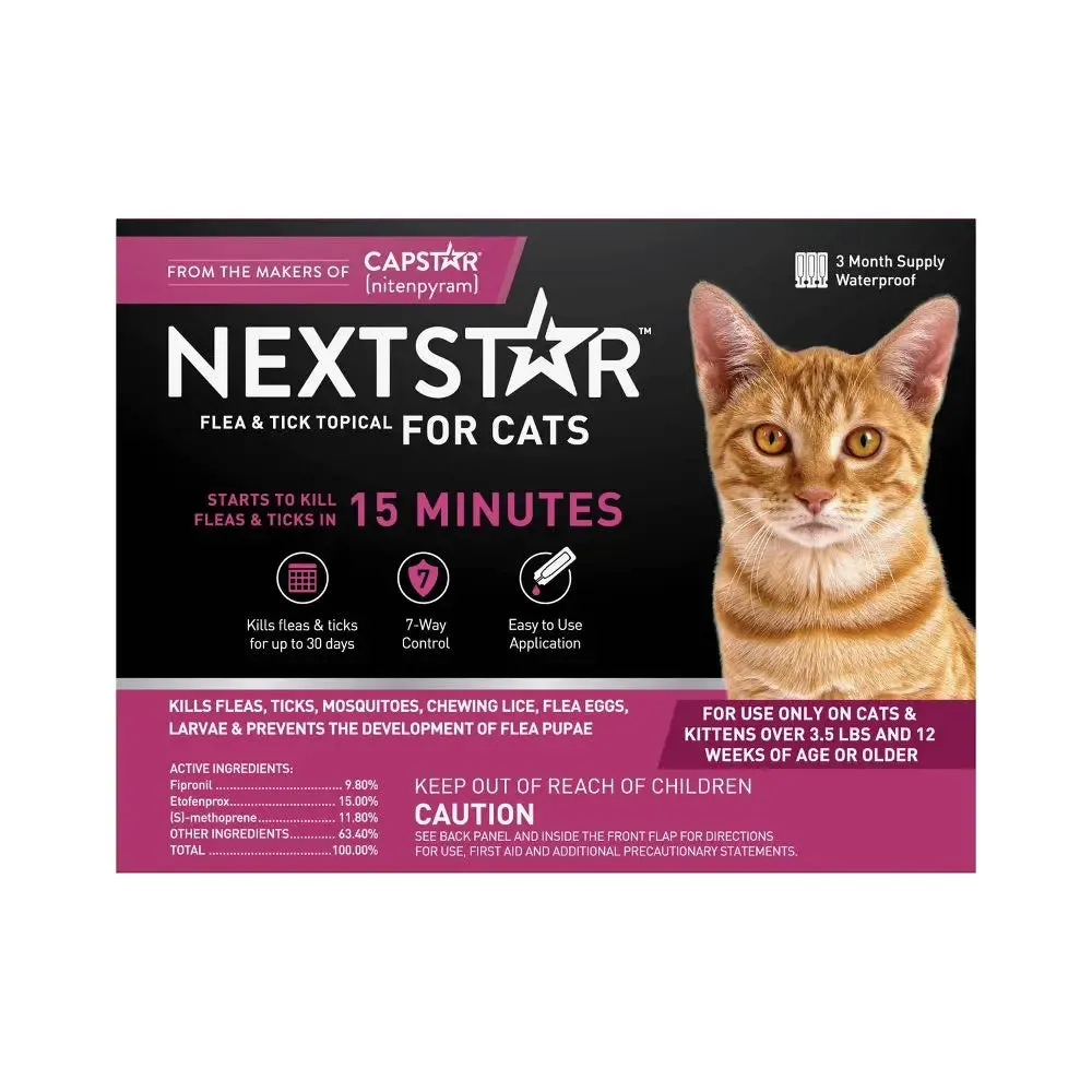 NextStar Flea and Tick Prevention for Cats - Over 3.5lbs/3ct