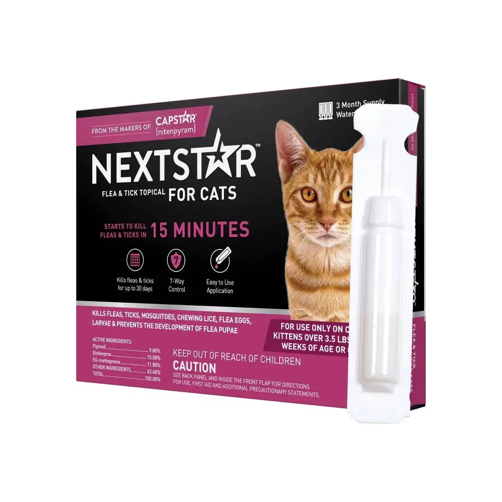 NextStar Flea and Tick Prevention for Cats - Over 3.5lbs/3ct