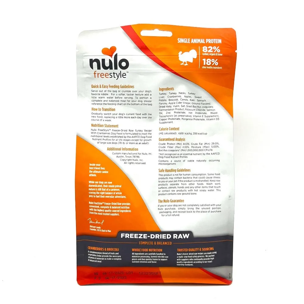 Nulo Freestyle Turkey Recipe Freeze Dried Dog Food 5 oz bag