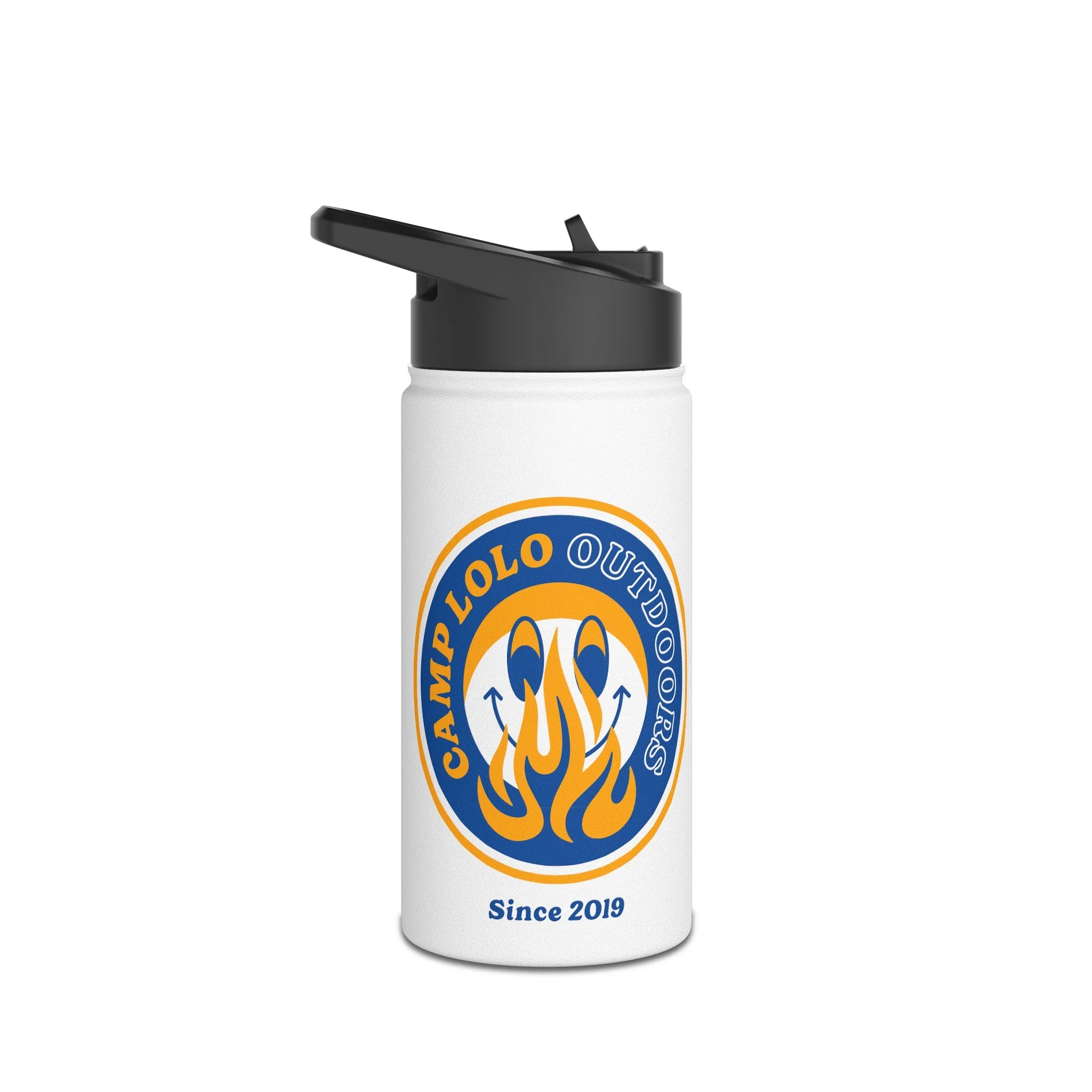 Old School Happy Camper Stainless Steel Water Bottle, Standard Lid