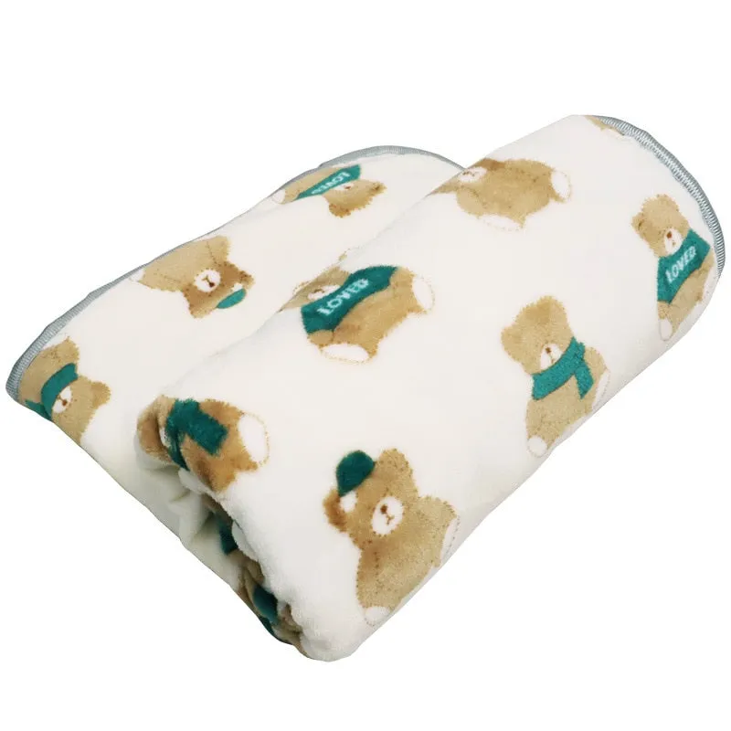 Soft Fluffy Flannel Dog Blanket Cute Cartoon Print