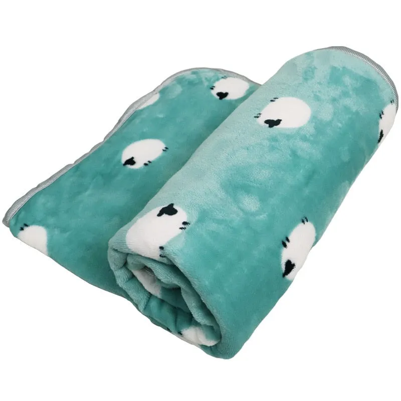 Soft Fluffy Flannel Dog Blanket Cute Cartoon Print