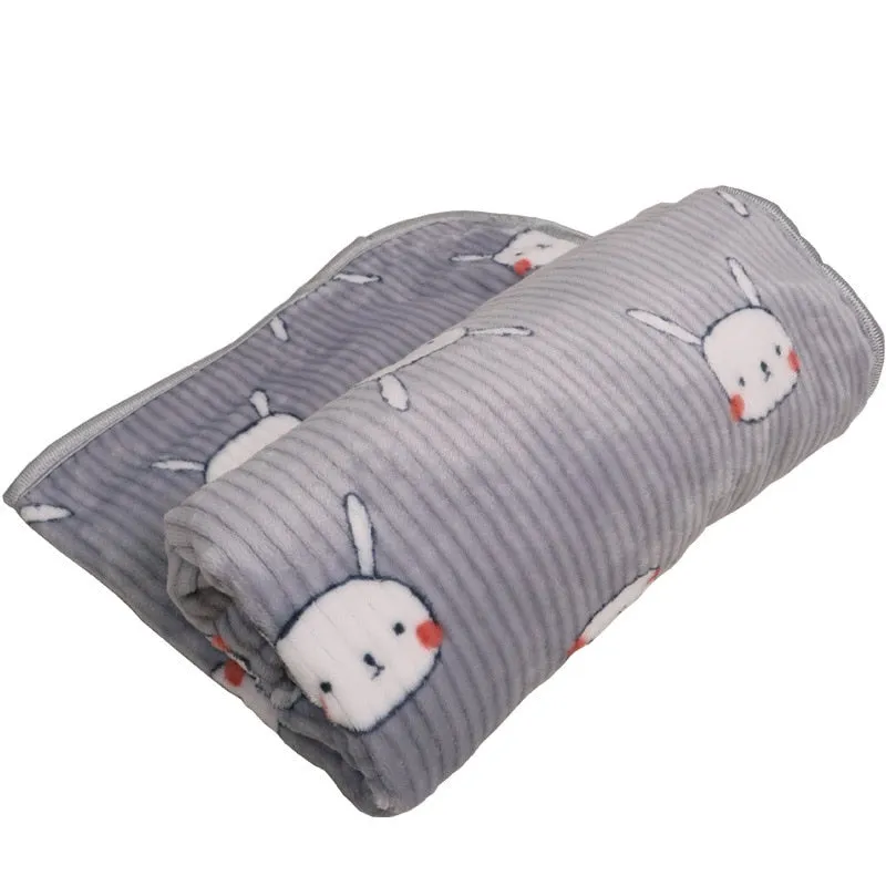Soft Fluffy Flannel Dog Blanket Cute Cartoon Print