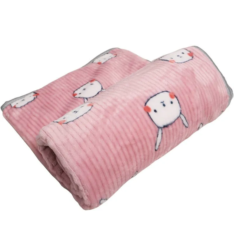 Soft Fluffy Flannel Dog Blanket Cute Cartoon Print