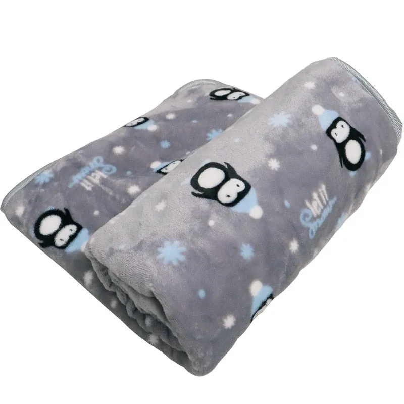 Soft Fluffy Flannel Dog Blanket Cute Cartoon Print
