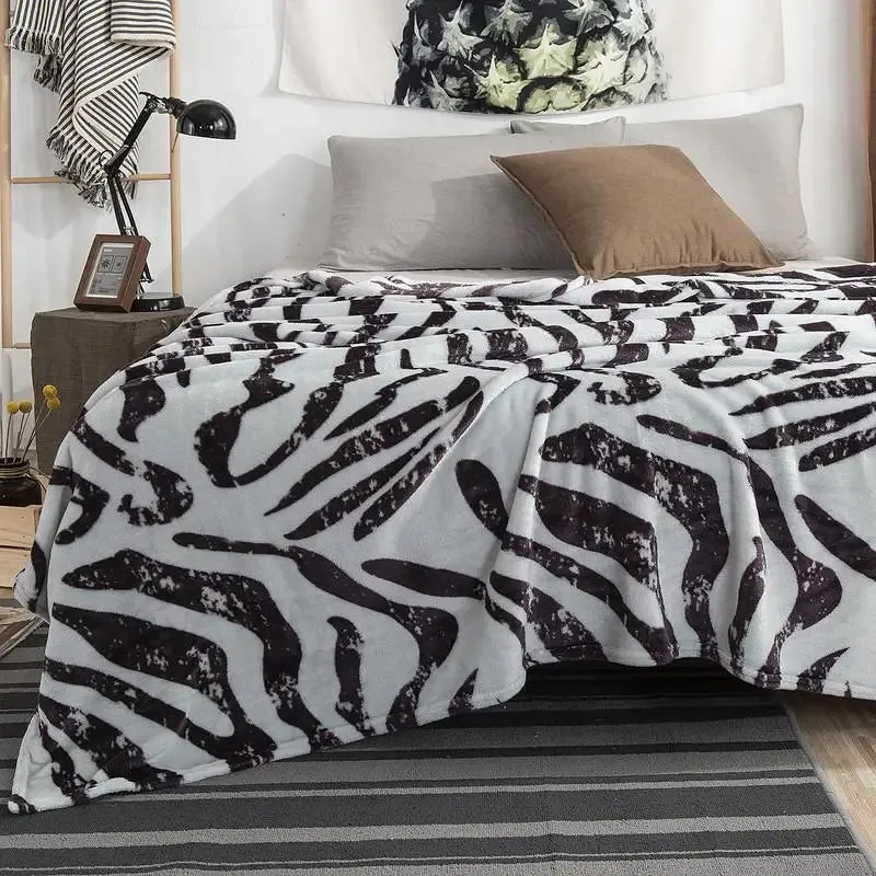 Super Soft  Animal Leopard  Zebra Blanket  Bedspread-