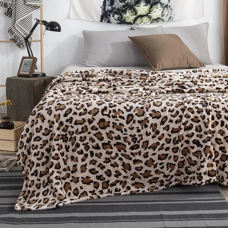 Super Soft  Animal Leopard  Zebra Blanket  Bedspread-