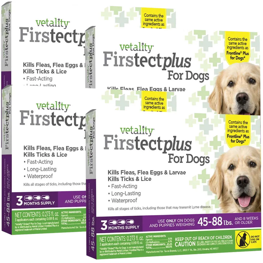 TevraPet Vetality Firstect Plus Flea & Tick Treatment for Dogs, 45-88 lbs