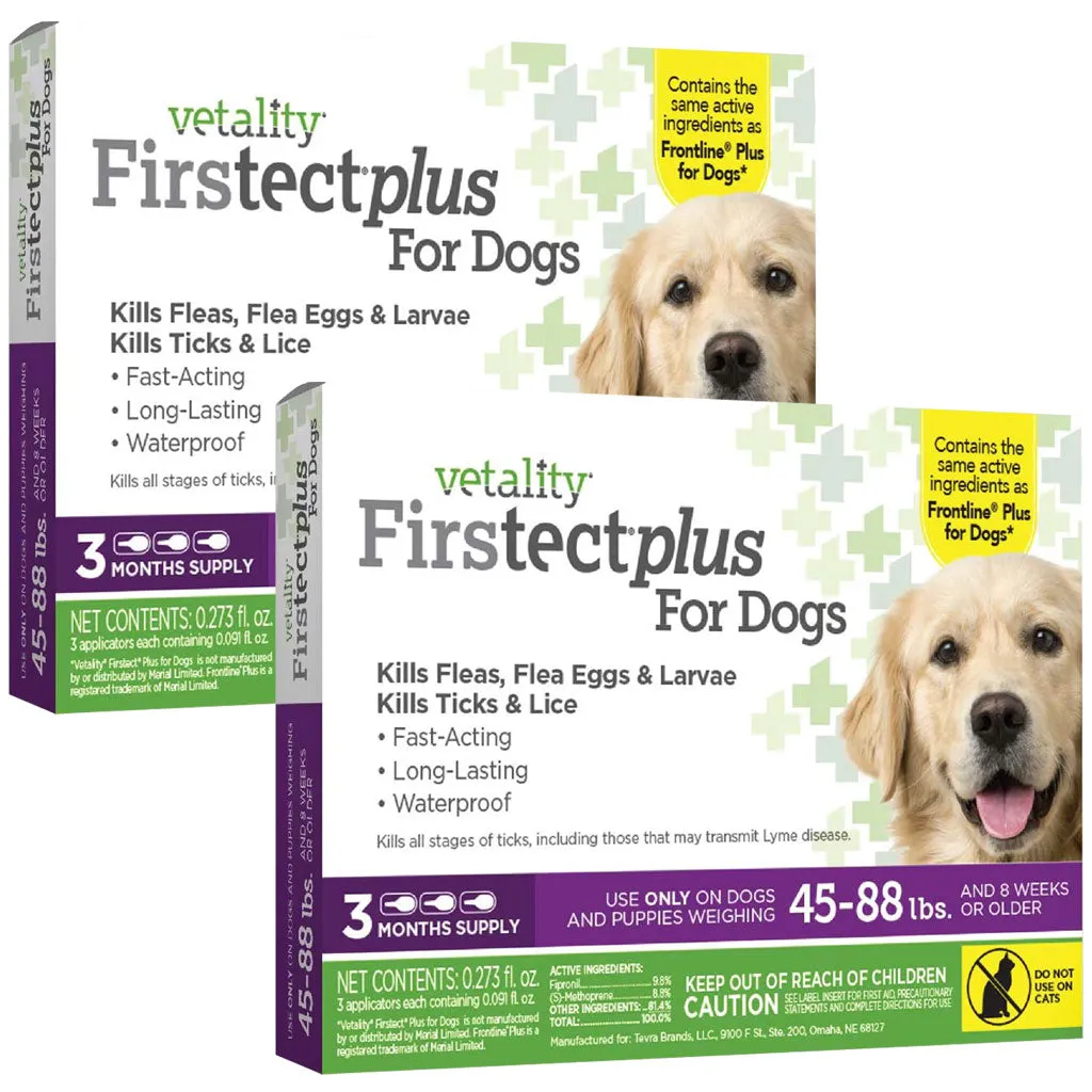 TevraPet Vetality Firstect Plus Flea & Tick Treatment for Dogs, 45-88 lbs