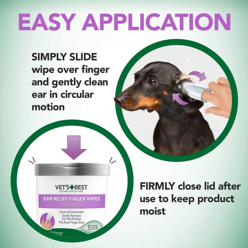 Vet's Best Ear Relief Finger Wipes for Dogs (50 ct)